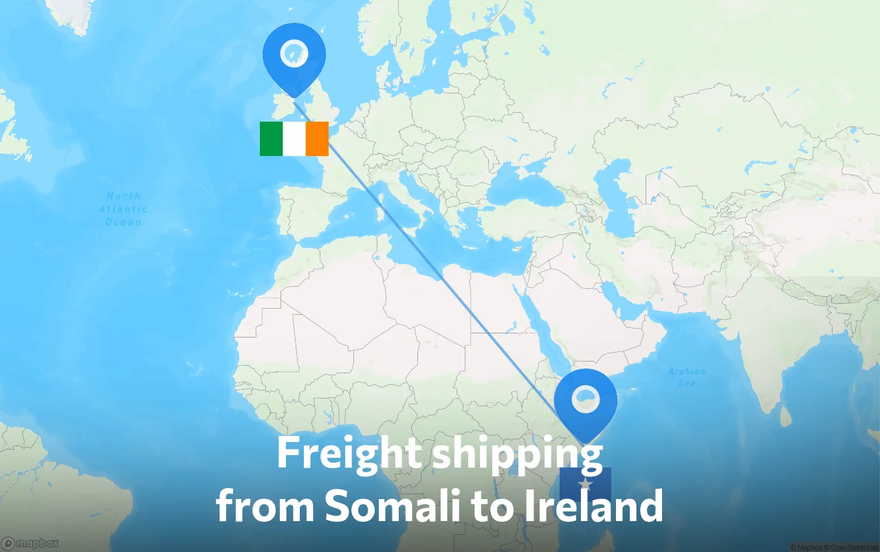 Shipping route from Somali to Ireland