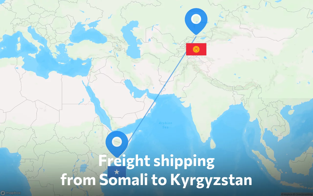 Shipping route from Somali to Kyrgyzstan