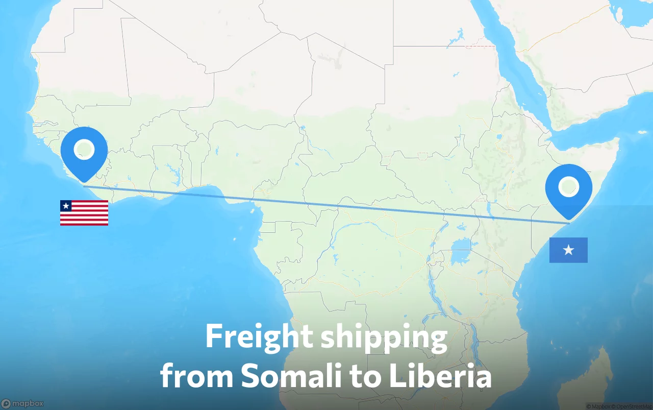 Shipping route from Somali to Liberia
