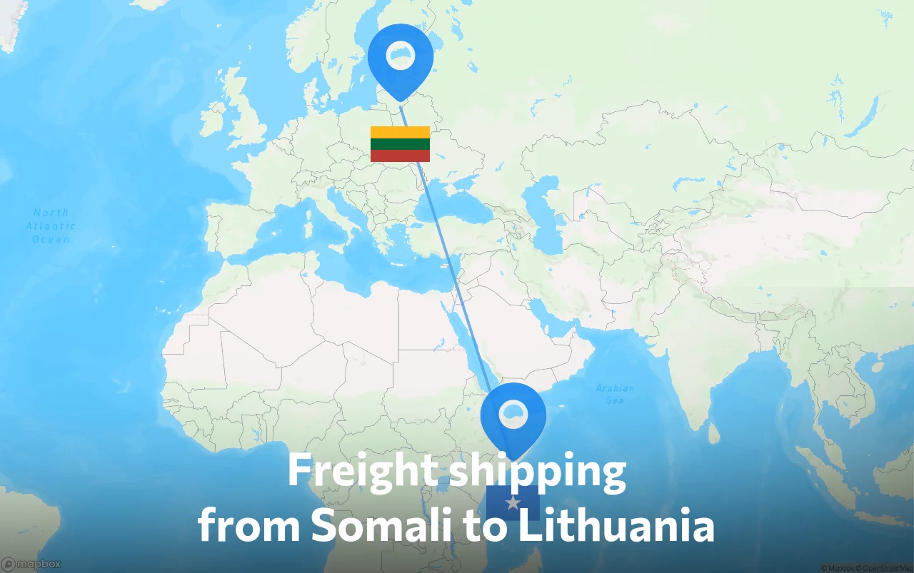 Shipping route from Somali to Lithuania