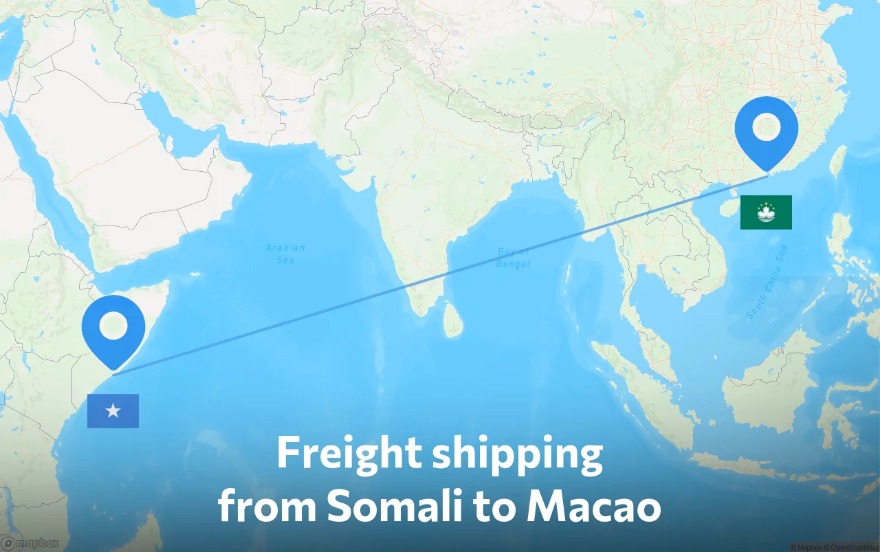 Shipping route from Somali to Macao