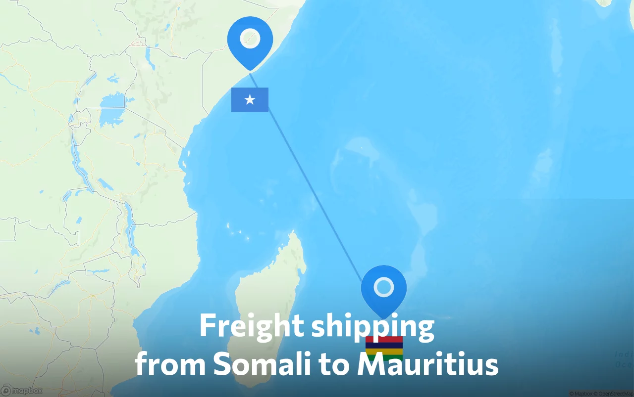 Shipping route from Somali to Mauritius