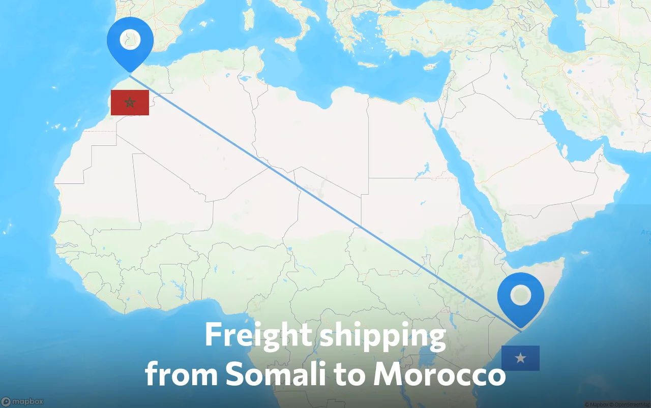 Shipping route from Somali to Morocco