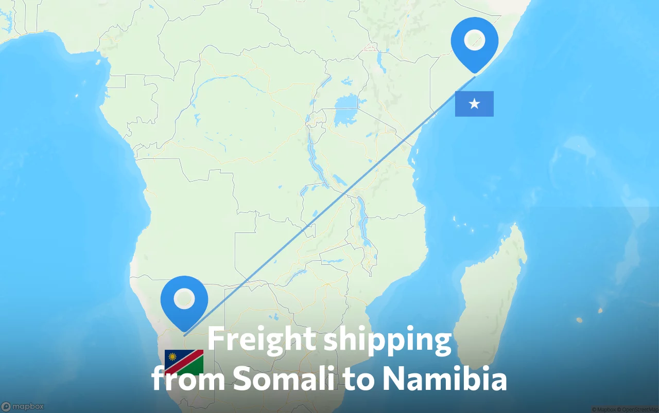 Shipping route from Somali to Namibia