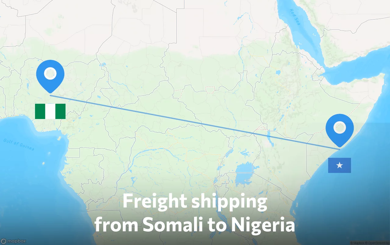 Shipping route from Somali to Nigeria