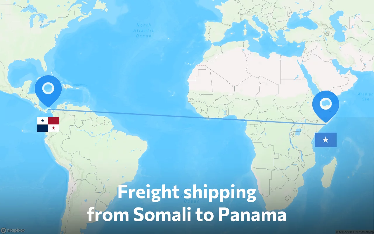 Shipping route from Somali to Panama