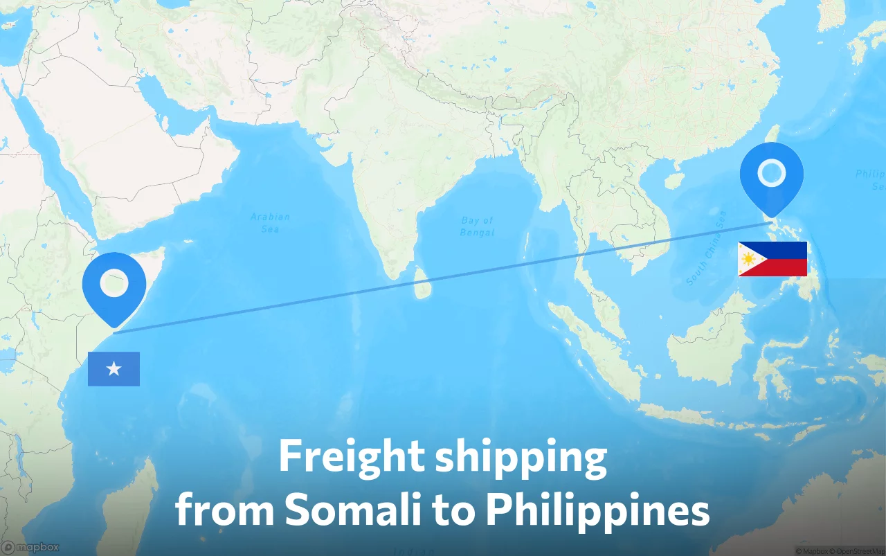Shipping route from Somali to Philippines