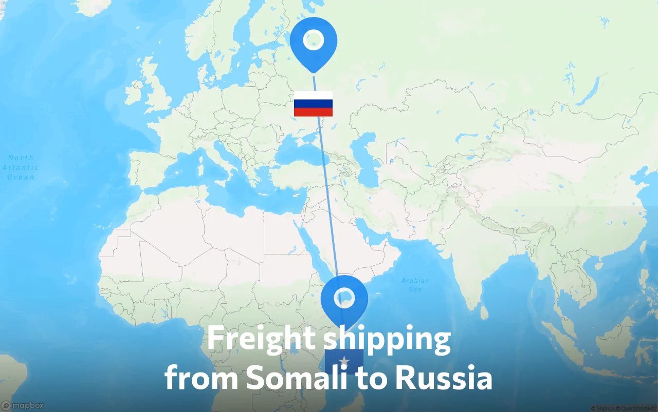 Shipping route from Somali to Russia