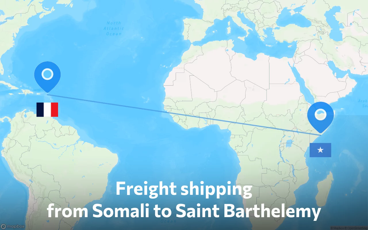 Shipping route from Somali to Saint Barthelemy