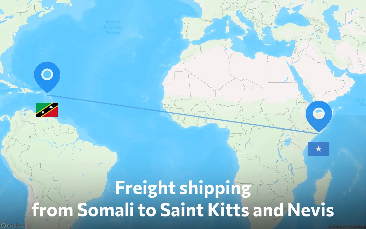 Shipping route from Somali to Saint Kitts and Nevis