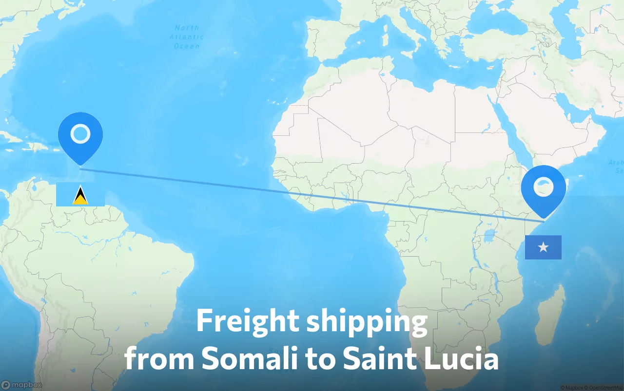 Shipping route from Somali to Saint Lucia