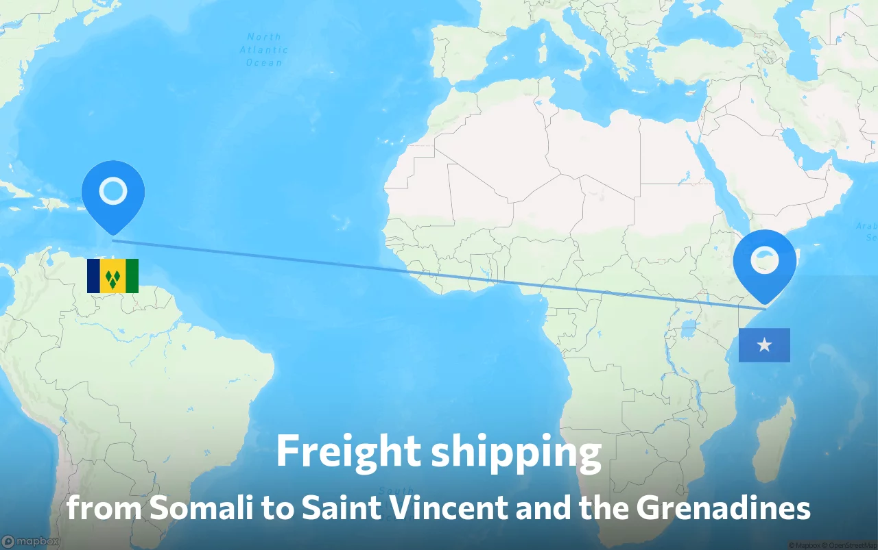 Shipping route from Somali to Saint Vincent and the Grenadines