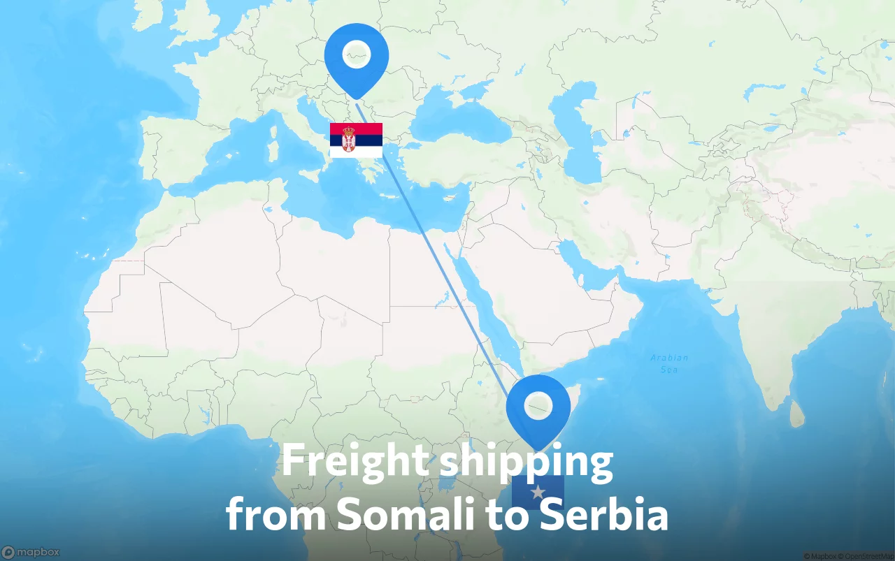 Shipping route from Somali to Serbia