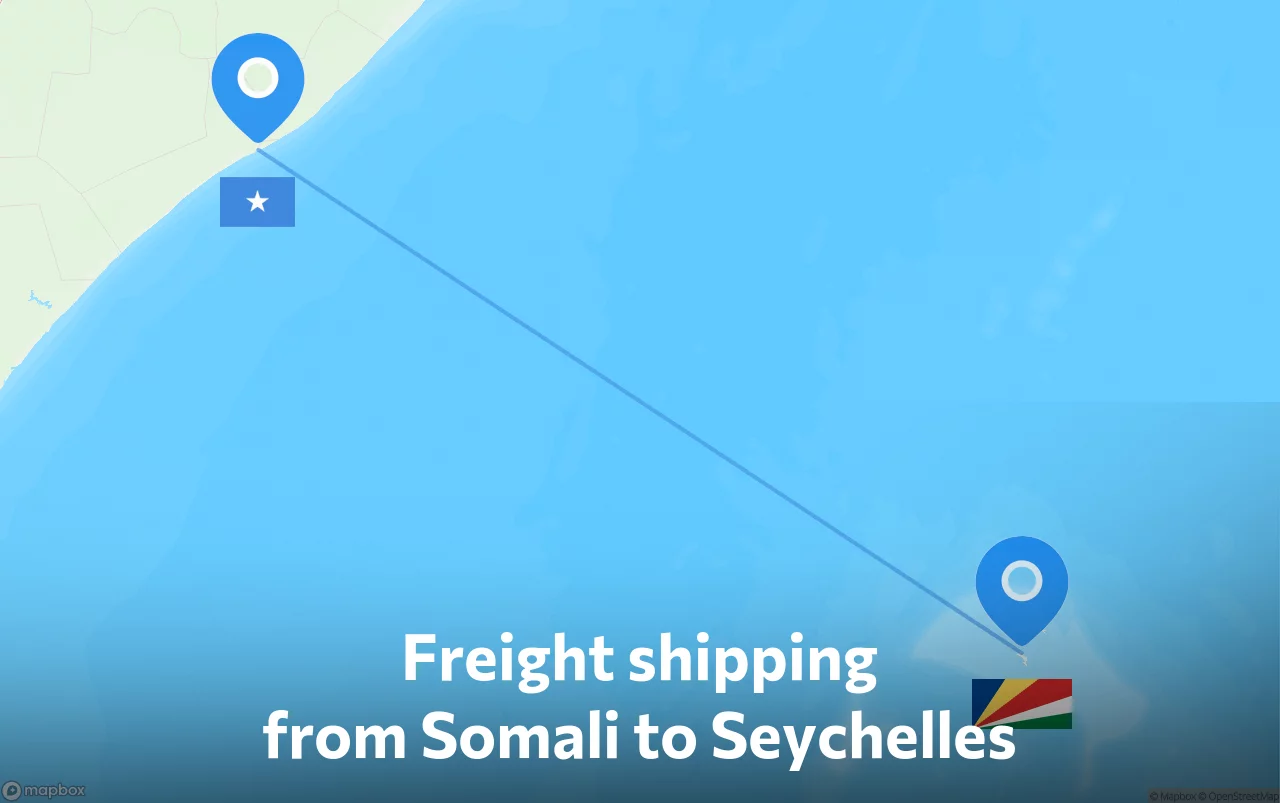 Shipping route from Somali to Seychelles