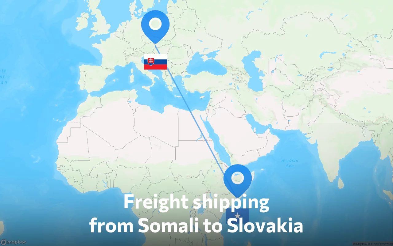 Shipping route from Somali to Slovakia