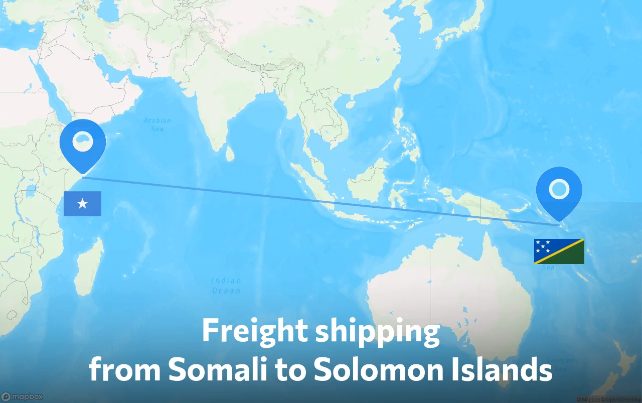 Shipping route from Somali to Solomon Islands