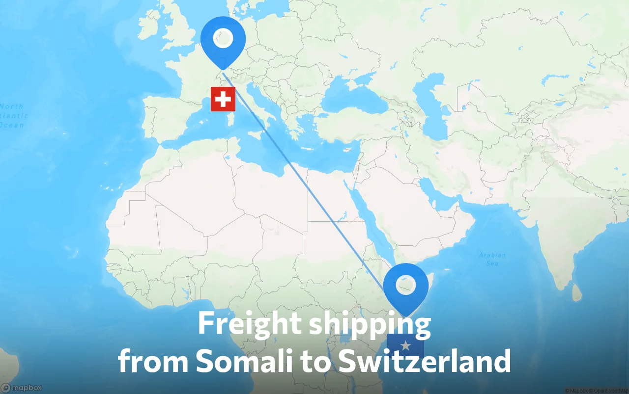 Shipping route from Somali to Switzerland