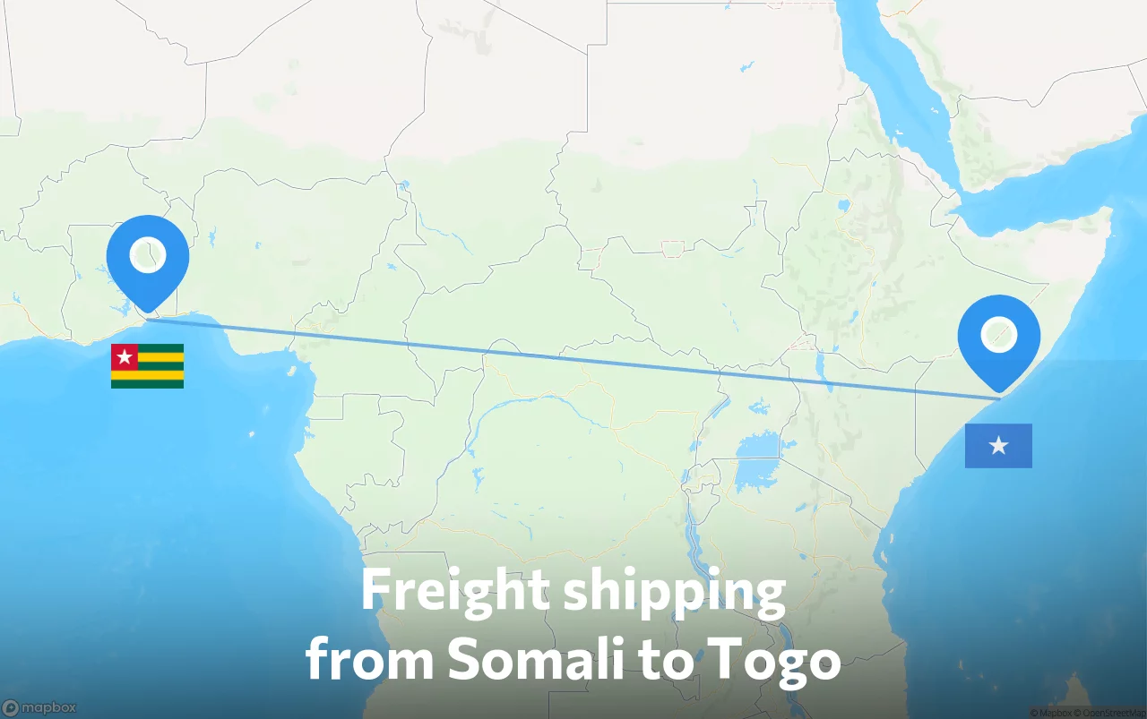 Shipping route from Somali to Togo
