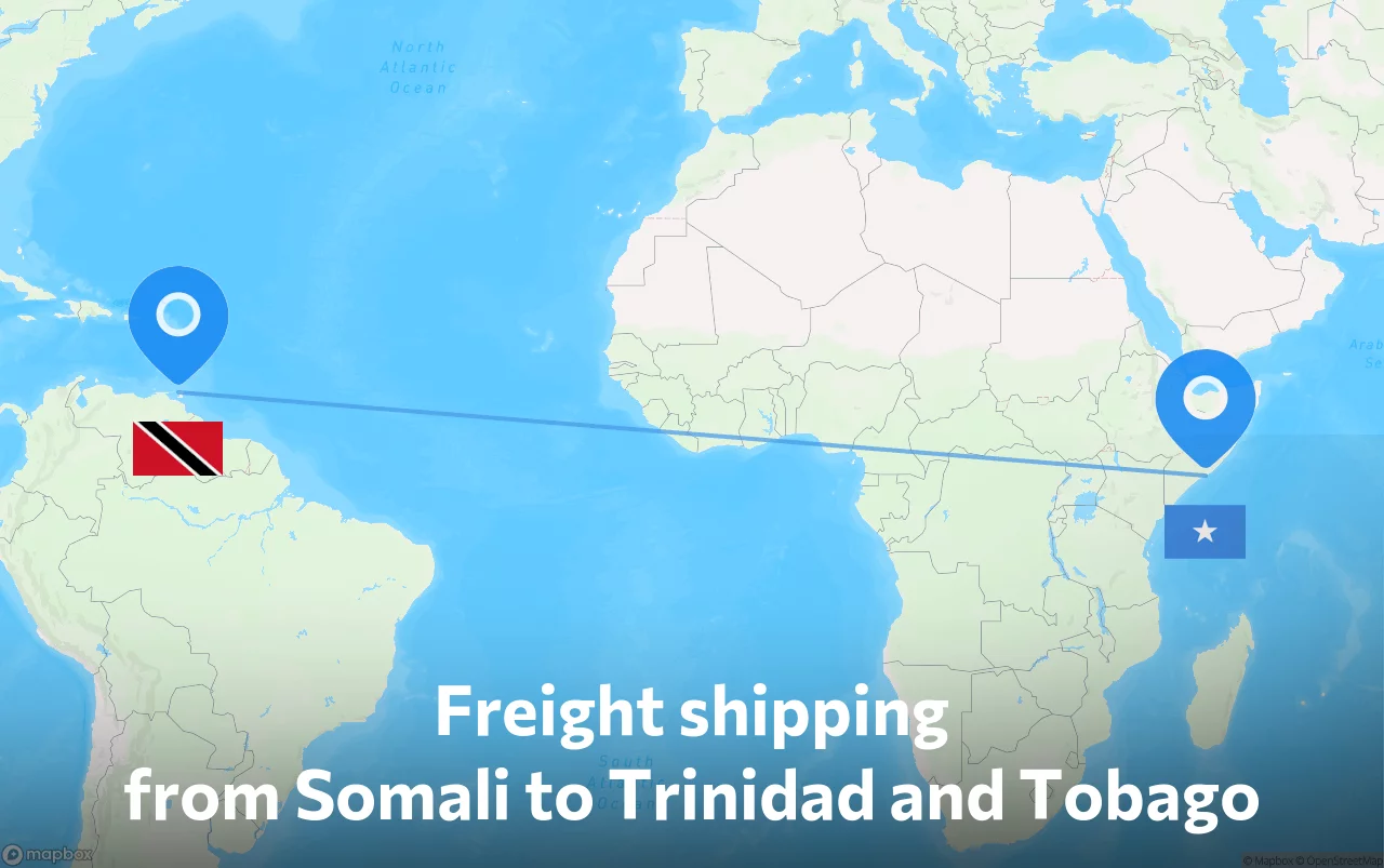 Shipping route from Somali to Trinidad and Tobago