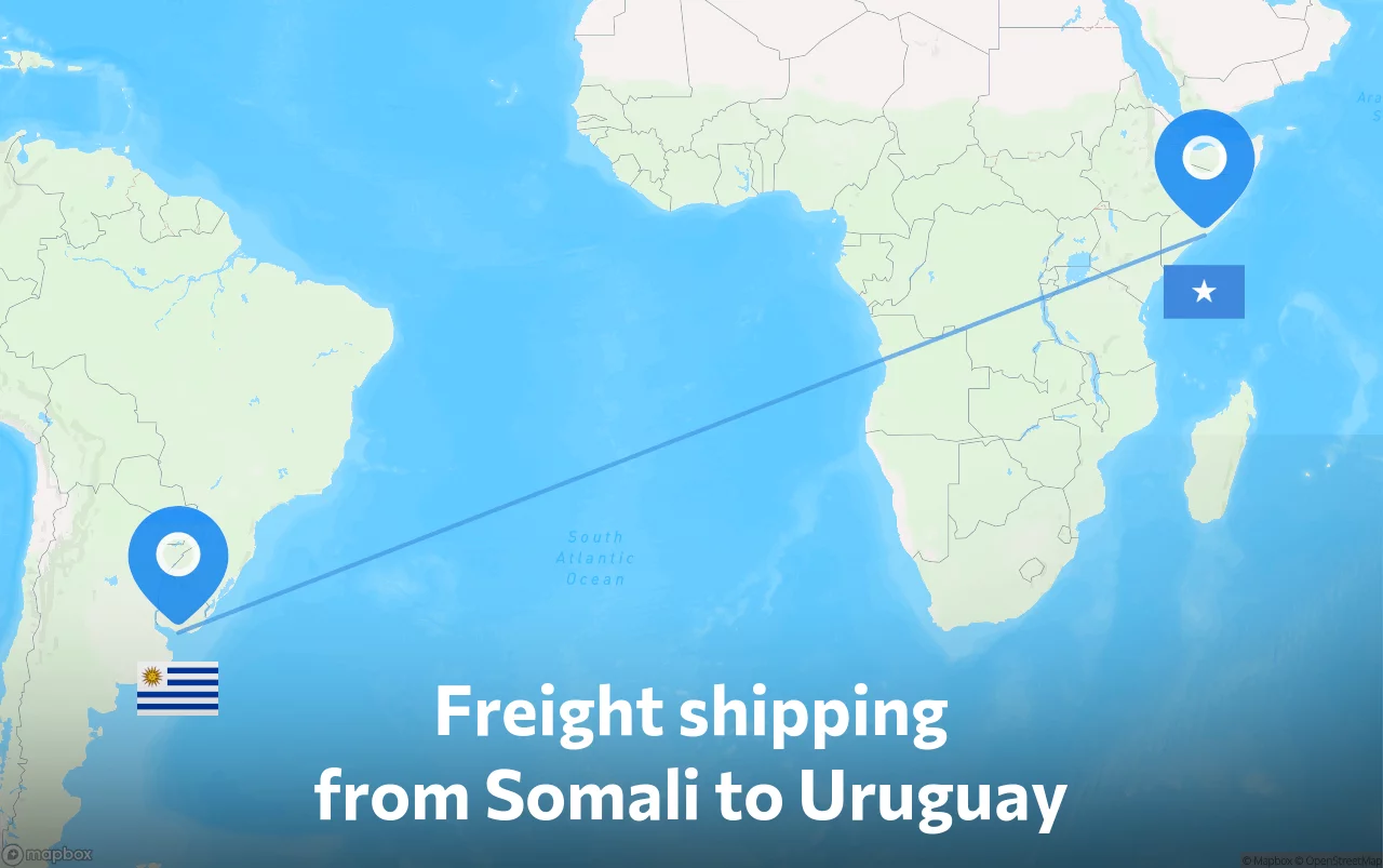 Shipping route from Somali to Uruguay