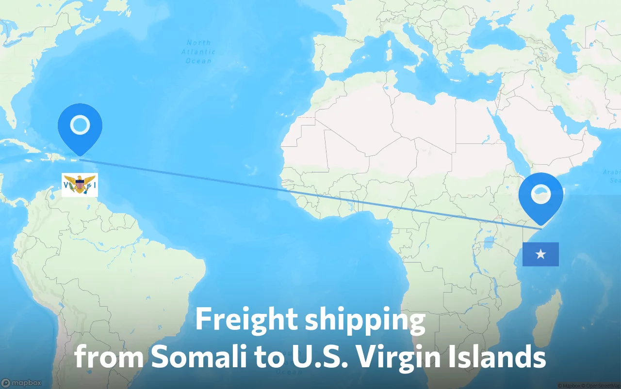 Shipping route from Somali to U.S. Virgin Islands