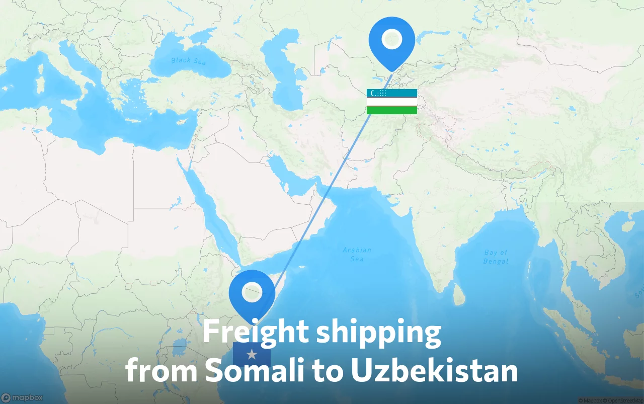 Shipping route from Somali to Uzbekistan
