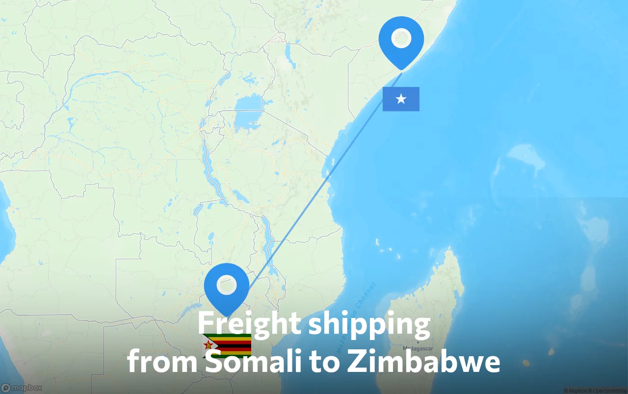 Shipping route from Somali to Zimbabwe