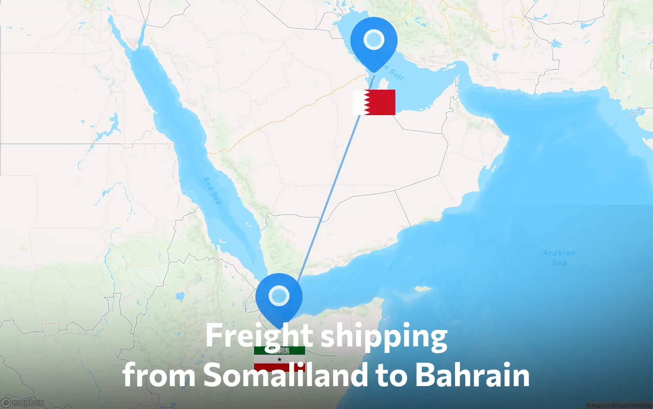 Shipping route from Somaliland to Bahrain