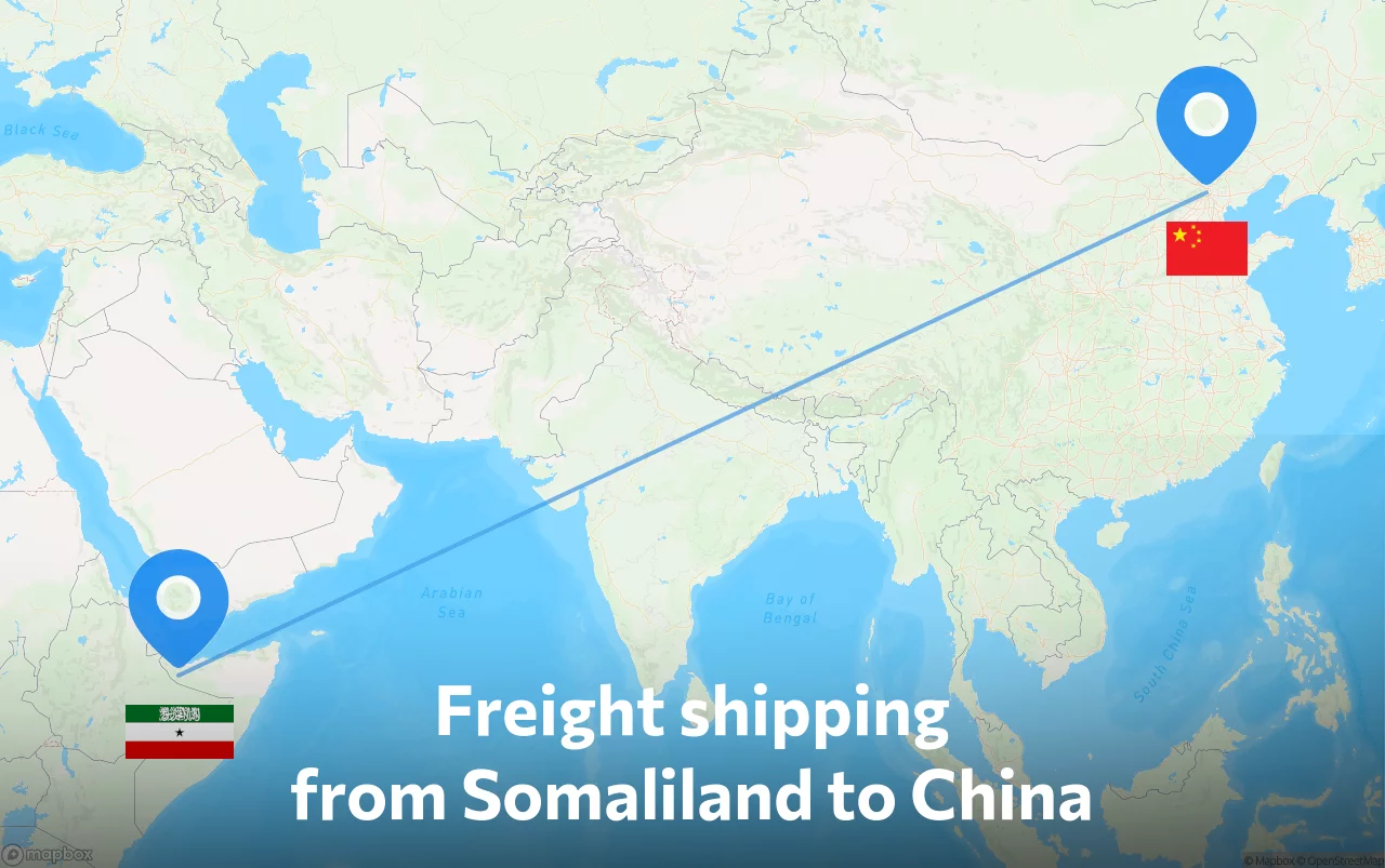 Shipping route from Somaliland to China
