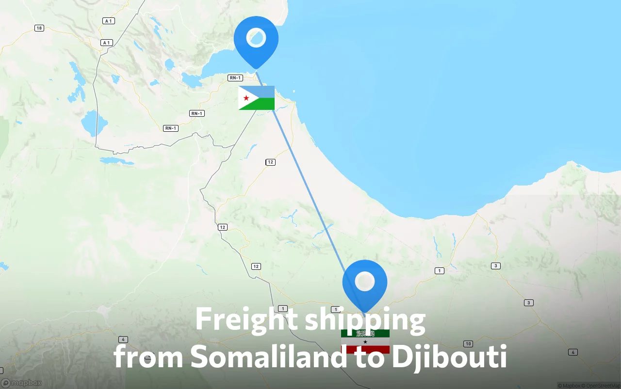 Shipping route from Somaliland to Djibouti