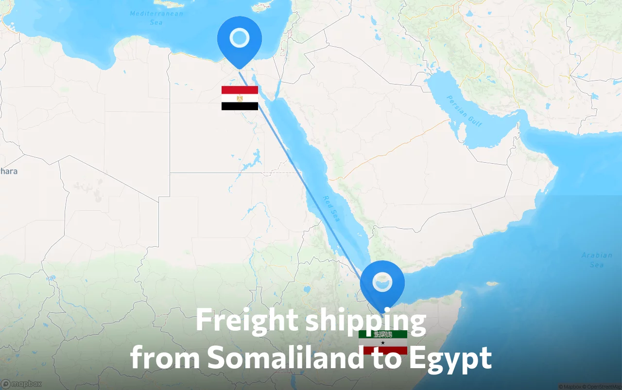 Shipping route from Somaliland to Egypt