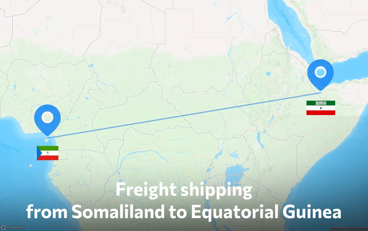 Shipping route from Somaliland to Equatorial Guinea