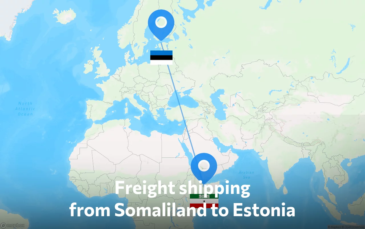 Shipping route from Somaliland to Estonia
