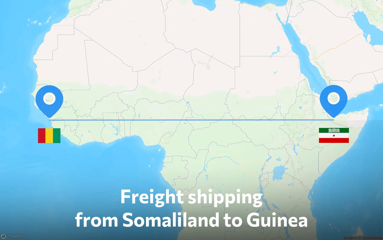 Shipping route from Somaliland to Guinea