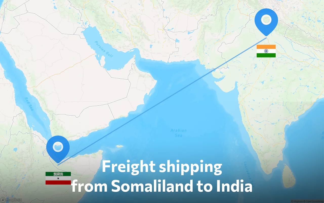Shipping route from Somaliland to India