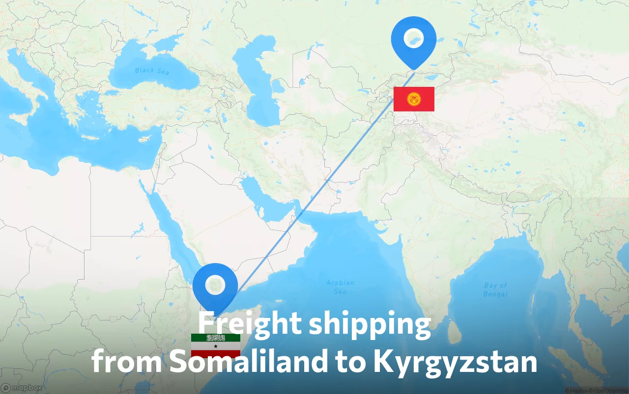 Shipping route from Somaliland to Kyrgyzstan