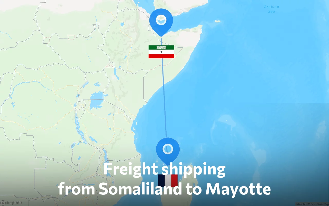 Shipping route from Somaliland to Mayotte