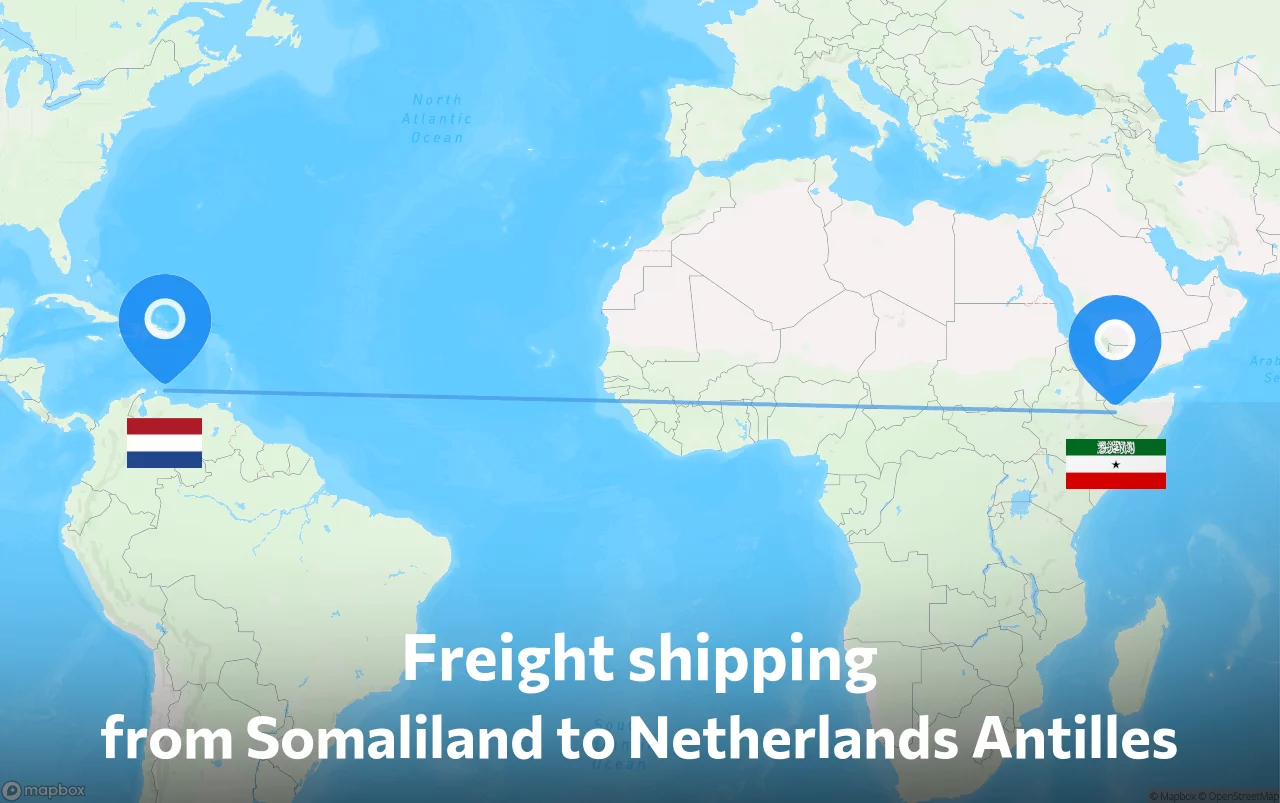 Shipping route from Somaliland to Netherlands Antilles