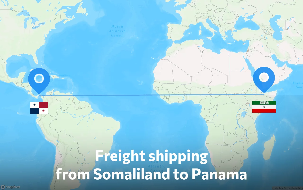Shipping route from Somaliland to Panama