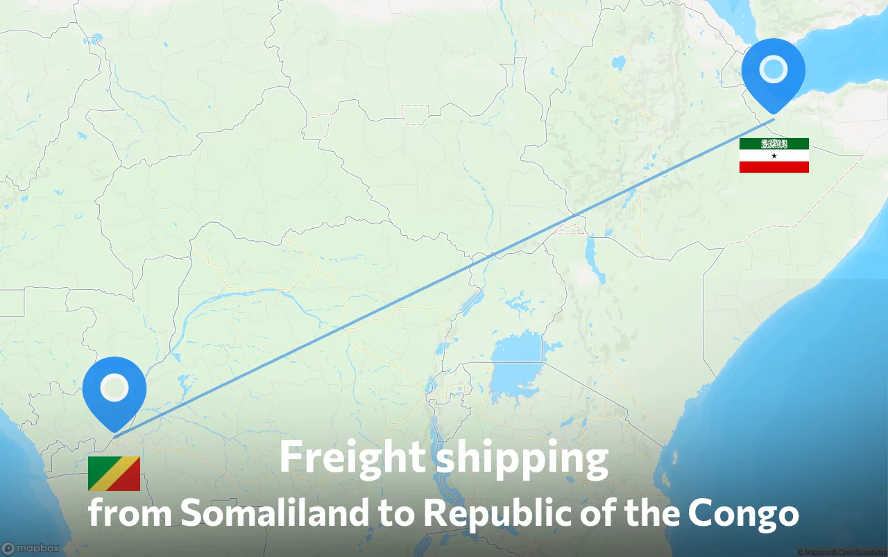 Shipping route from Somaliland to Republic of the Congo