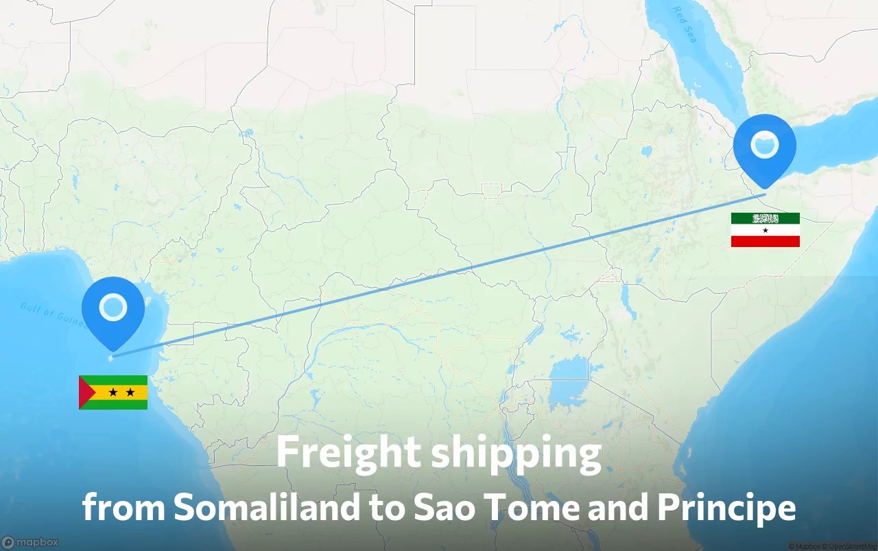 Shipping route from Somaliland to Sao Tome and Principe