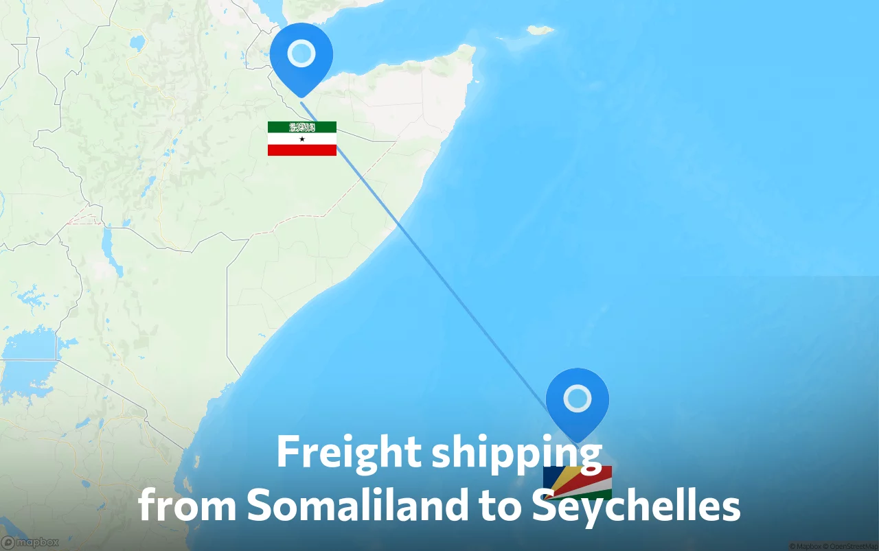 Shipping route from Somaliland to Seychelles