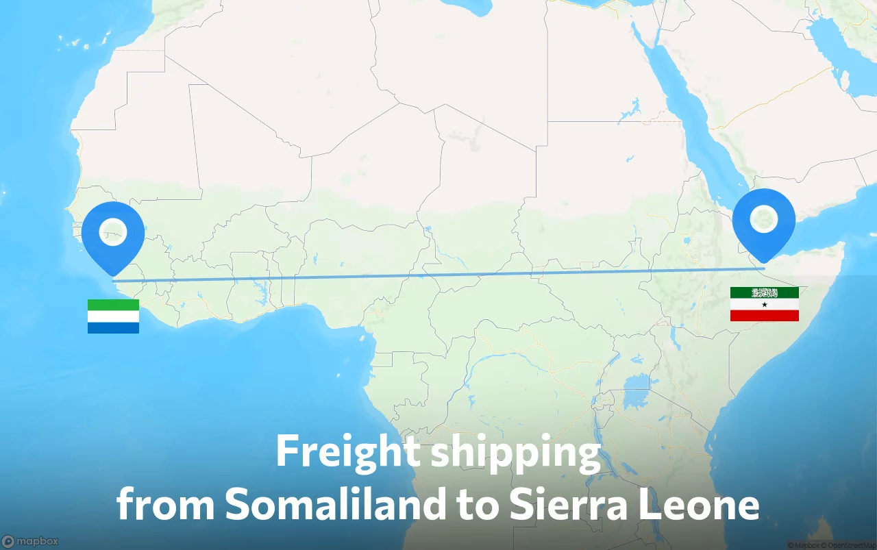 Shipping route from Somaliland to Sierra Leone