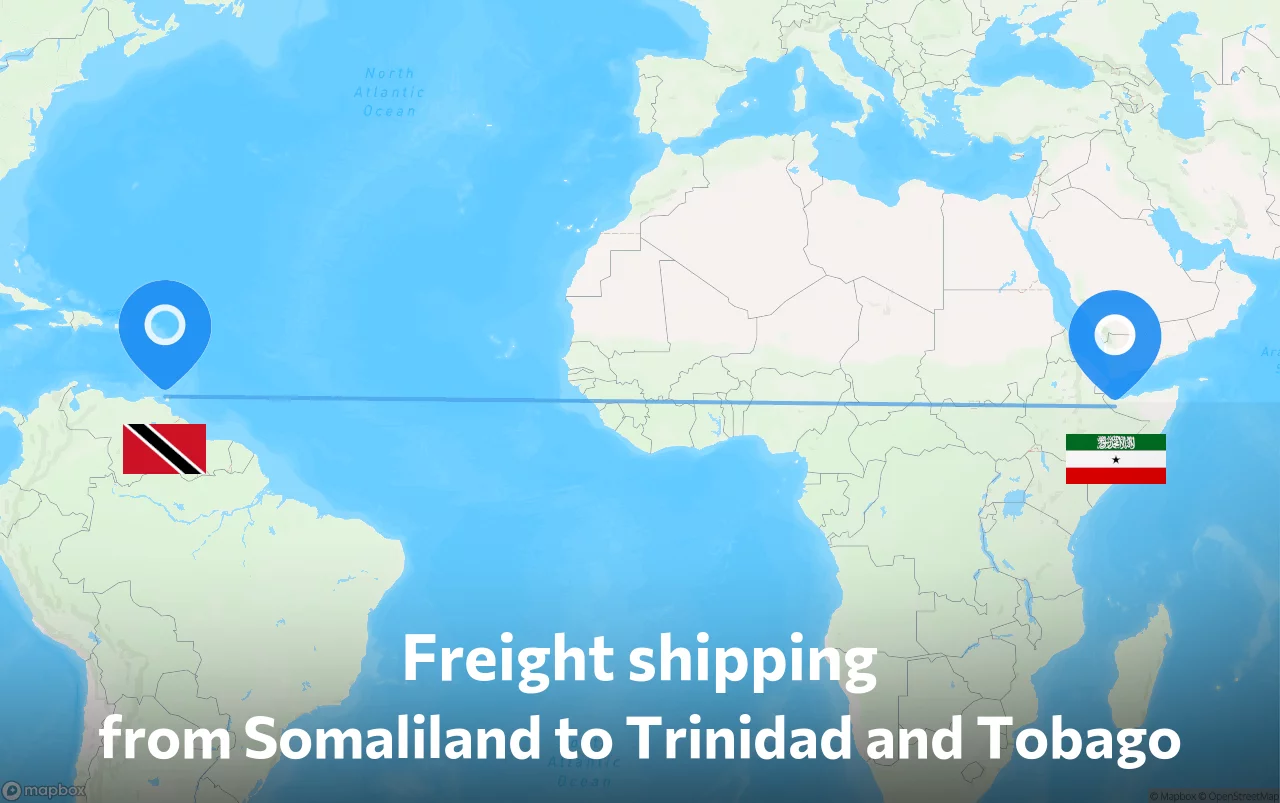 Shipping route from Somaliland to Trinidad and Tobago