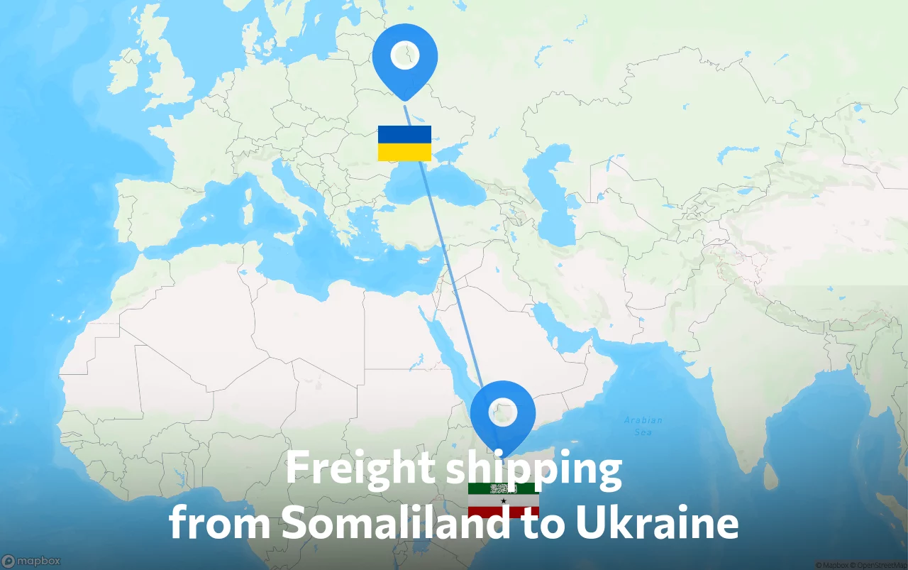 Shipping route from Somaliland to Ukraine