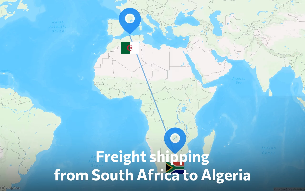 Shipping route from South Africa to Algeria