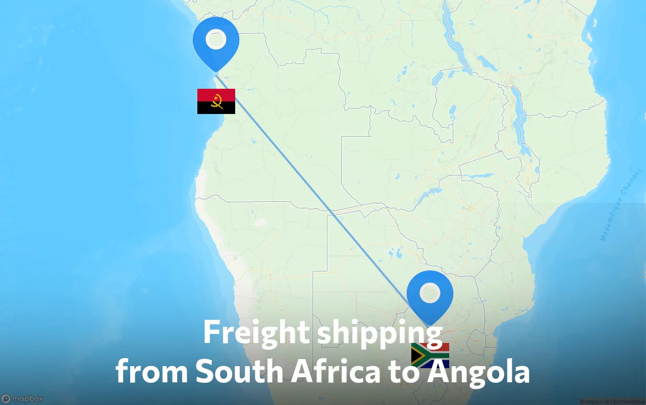 Shipping route from South Africa to Angola