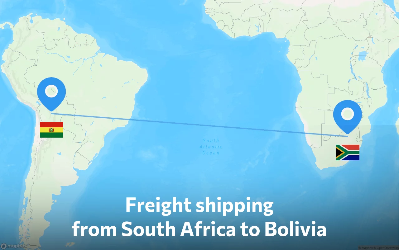 Shipping route from South Africa to Bolivia