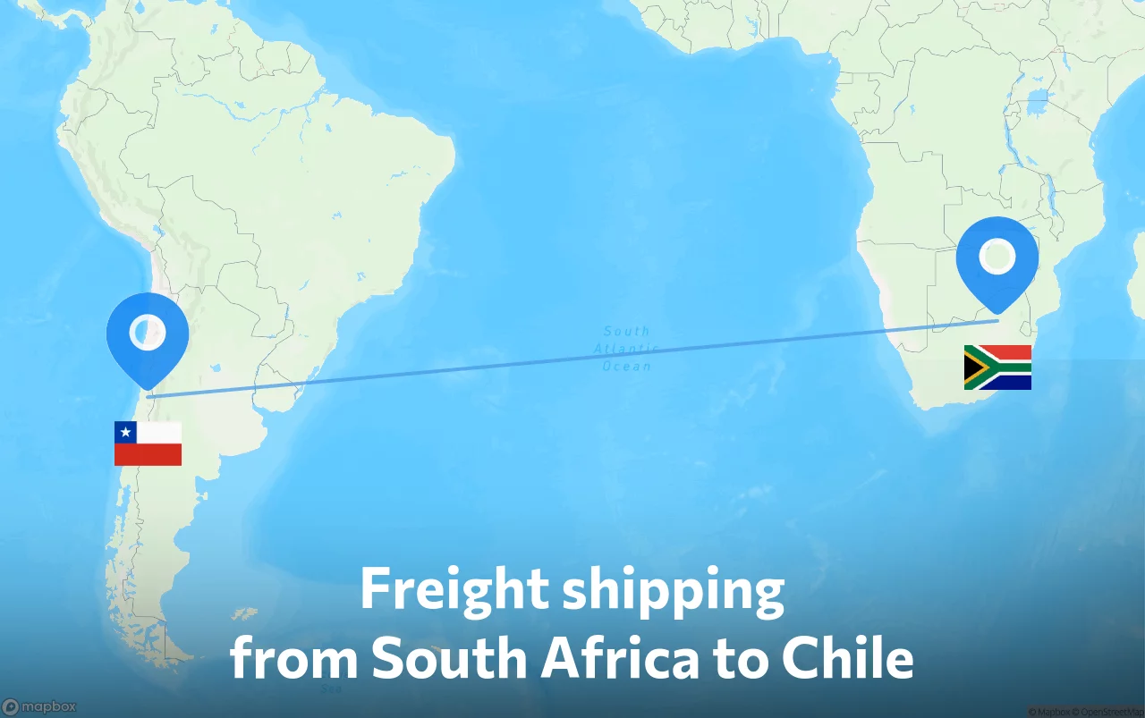 Shipping route from South Africa to Chile