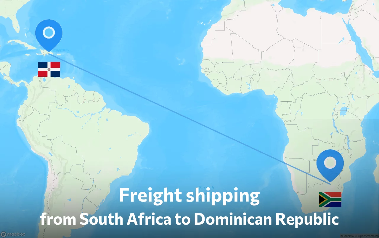 Shipping route from South Africa to Dominican Republic